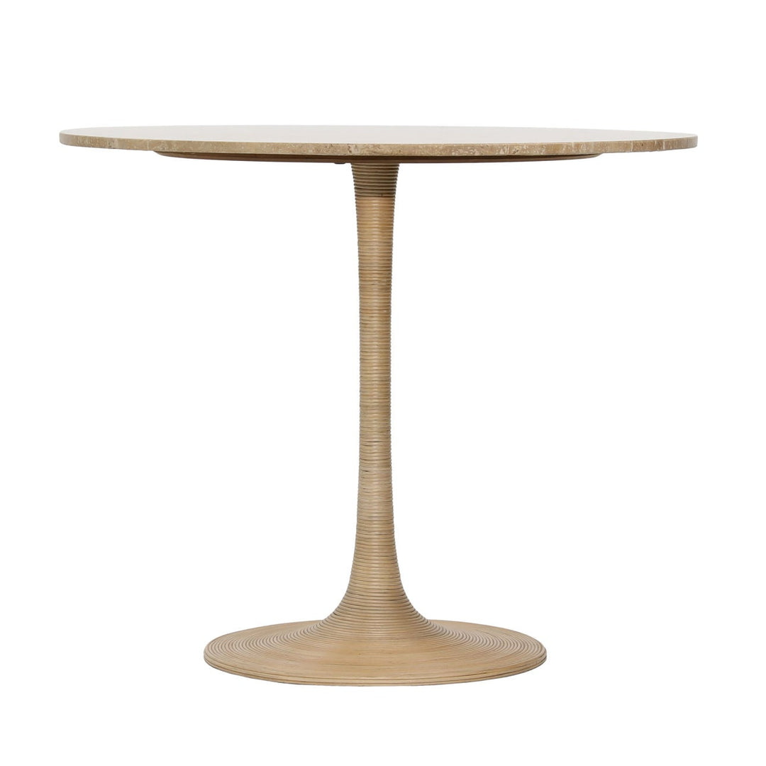 Martelle Travertine Cane Bistro Table, three-quarter studio view