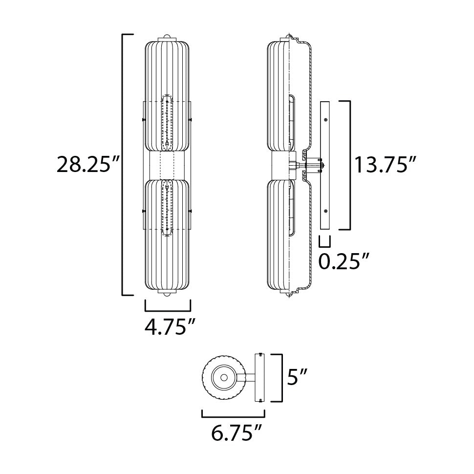 Kasbah 2-Light Wall Sconce by Studio M Lighting – line drawing