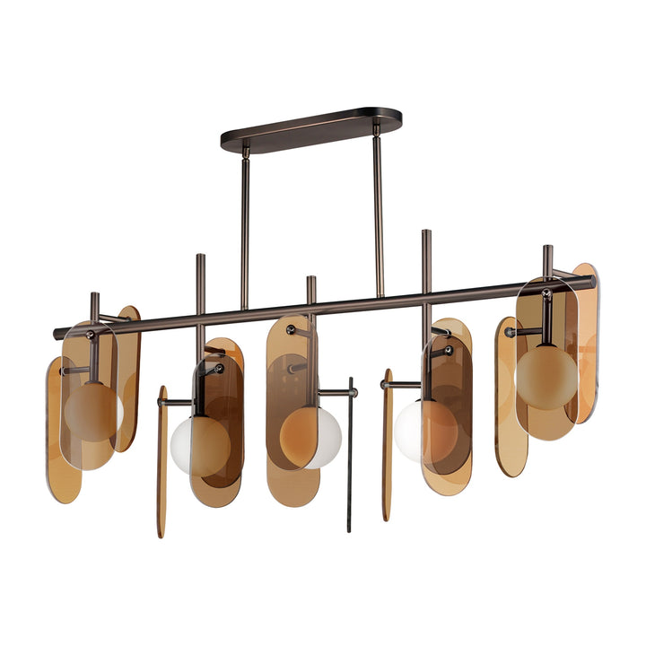 Megalith - Glass Megalith 5-Light Linear by Studio M Lighting in Brushed Bronze