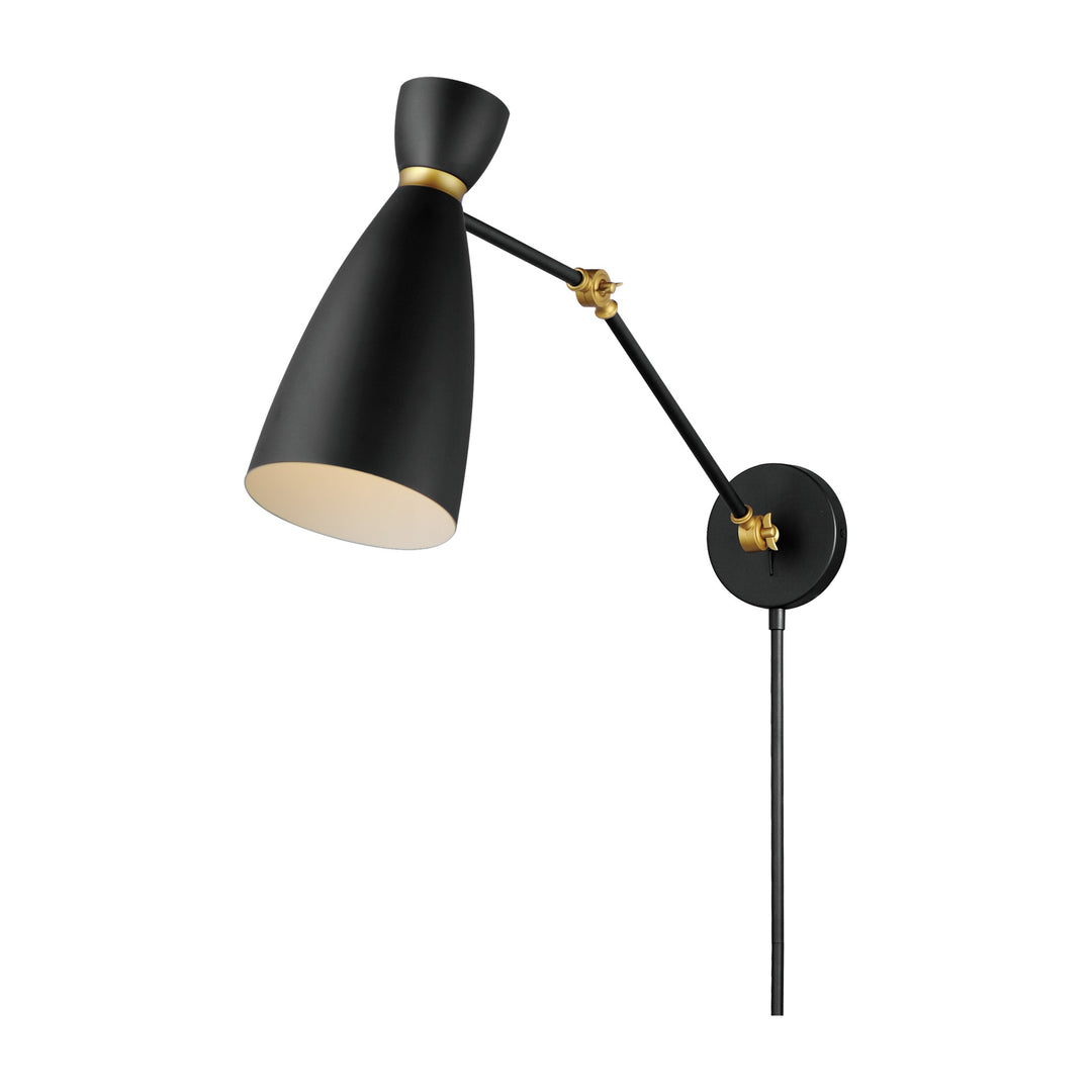 Carillon Articulating Wall Sconce by Studio M Lighting in Black / Satin Brass