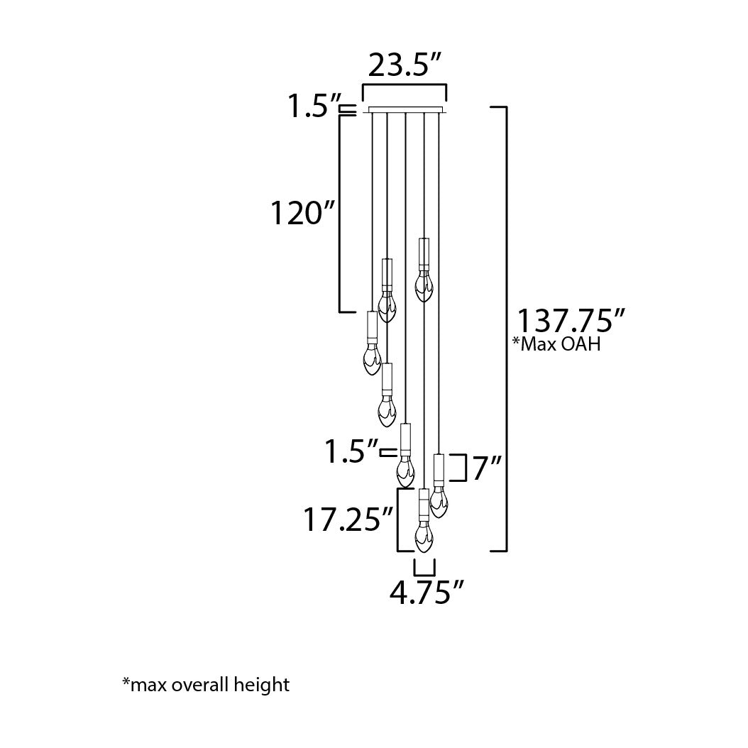 Burgeon 7-Light LED Pendant by Studio M Lighting – line drawing