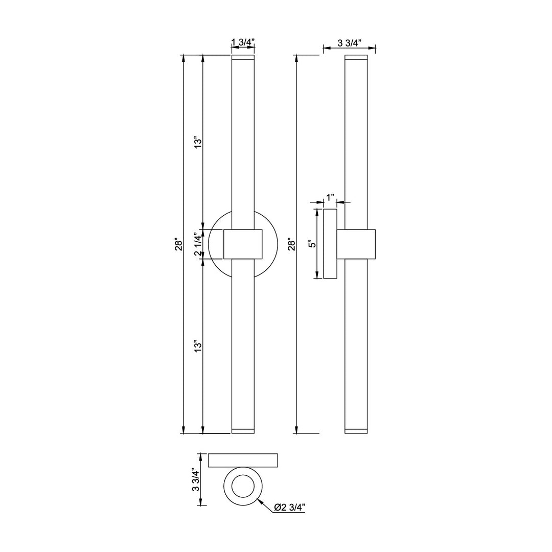 Reveal Outdoor Reveal 28 LED Outdoor Wall Sconce by Studio M Lighting – line drawing