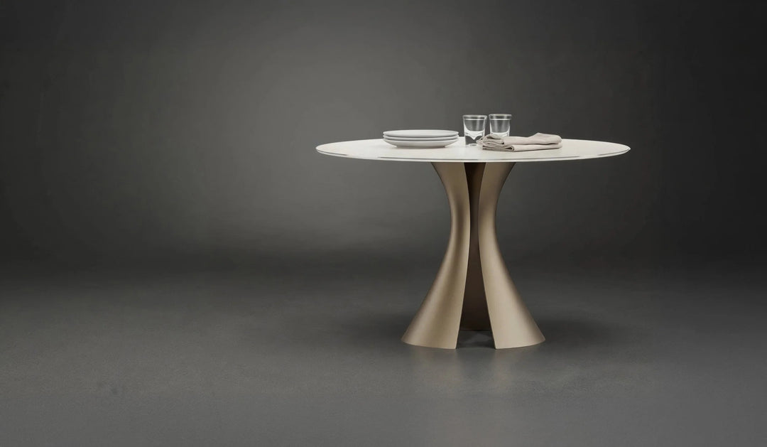 Bloom 7720 48" Round Dining Table in Oyster / Bronze lifestyle