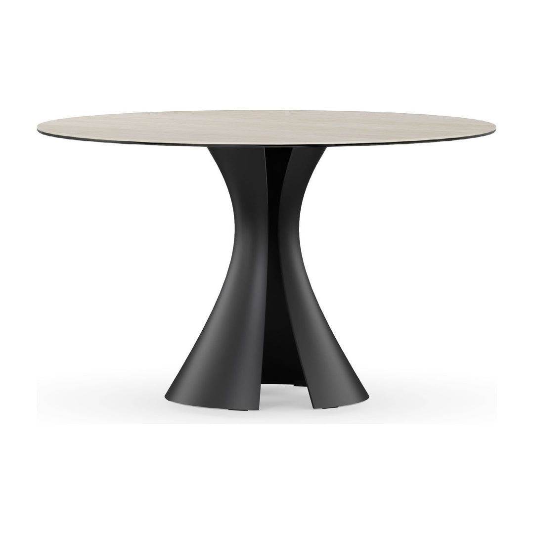 Bloom 7720 48" Round Dining Table in Sand Travertine / Black