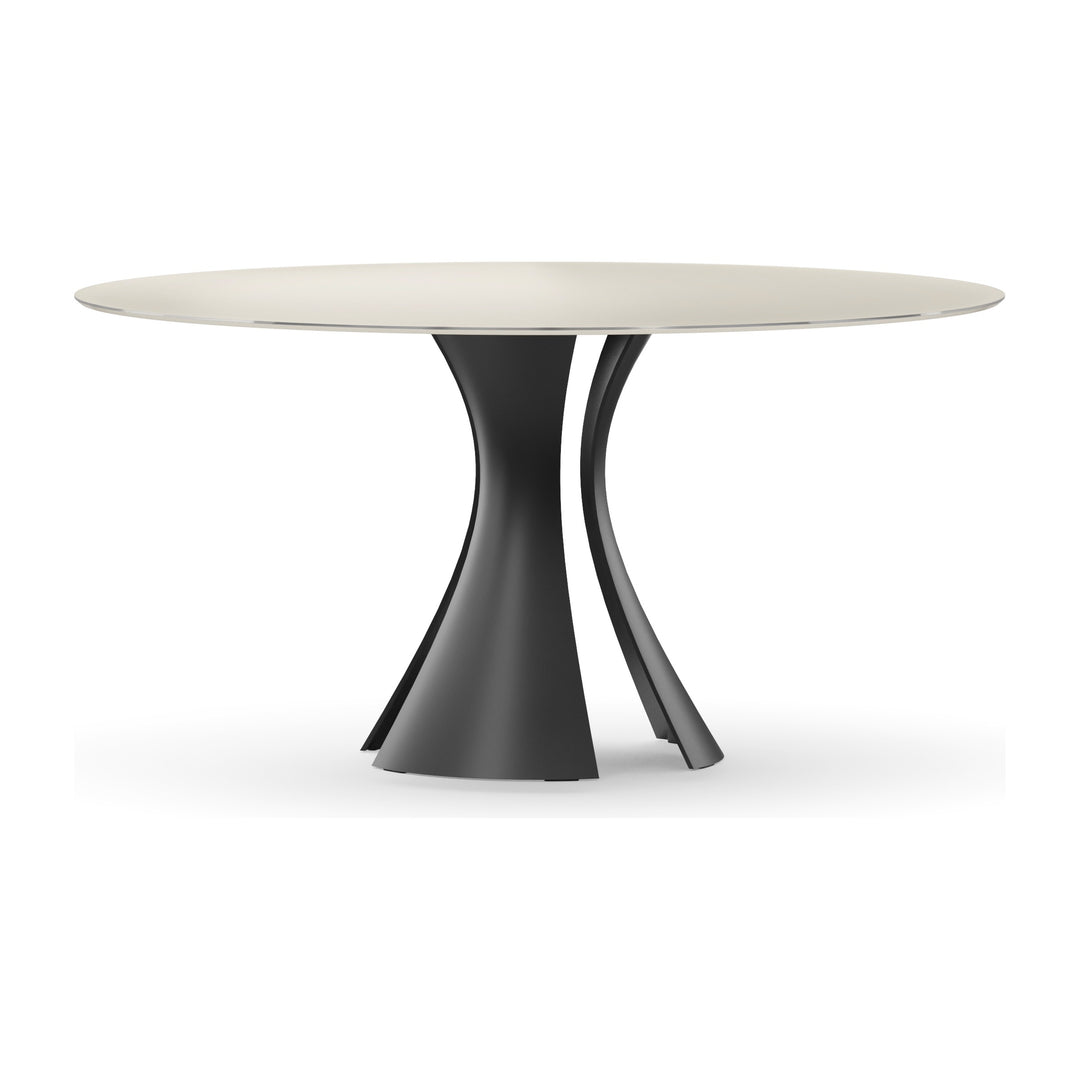 Bloom 7722 60" Round Dining Table in Oyster / Black