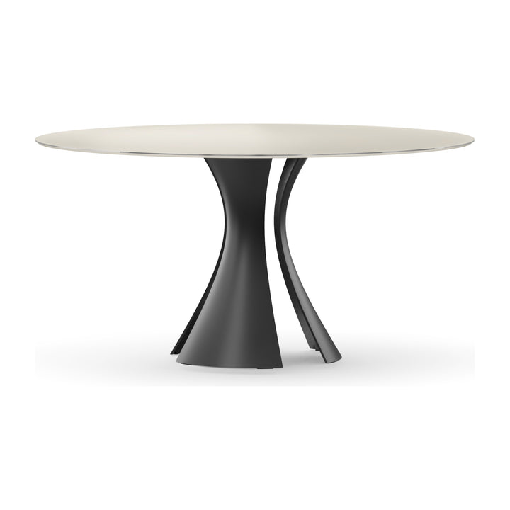 Bloom 7722 60" Round Dining Table in Oyster / Black