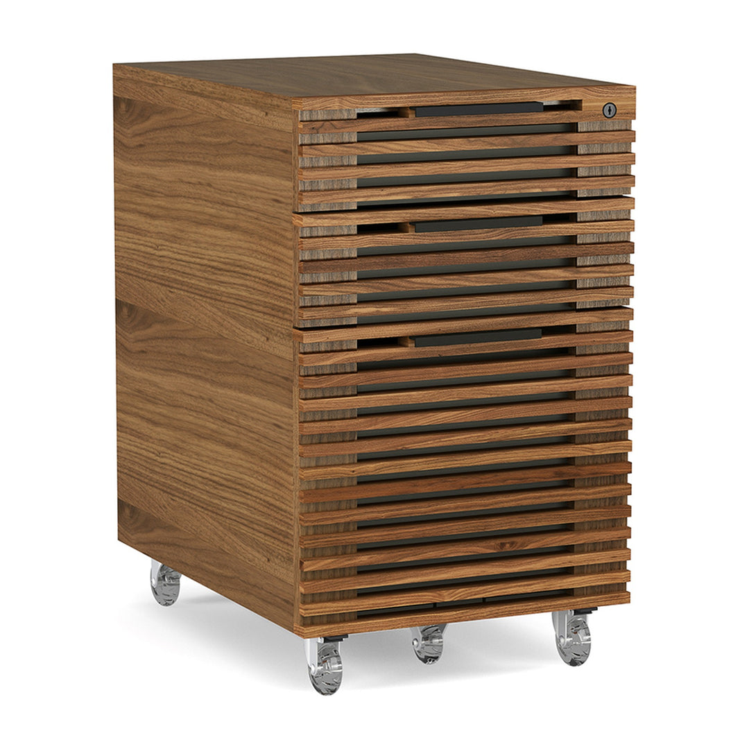 Corridor Three Drawer Mobile Pedestal 6507 in Natural Walnut
