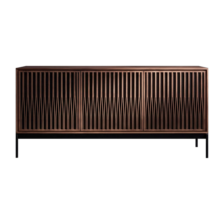BDI Elements 8707 Tune media cabinet with console base in Natural Walnut, front view
