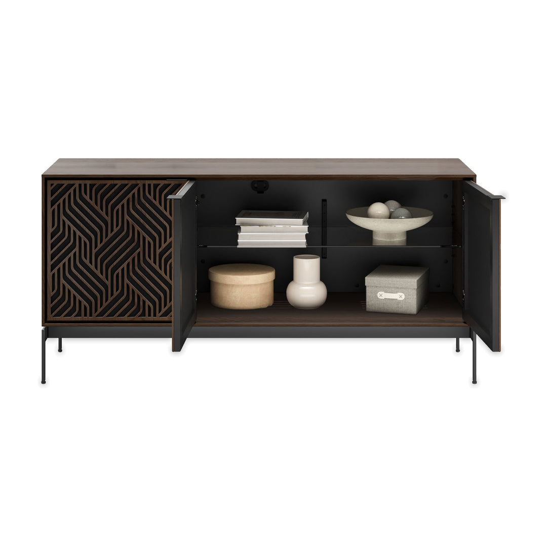 Elements 8707 Weave media cabinet with console base on white