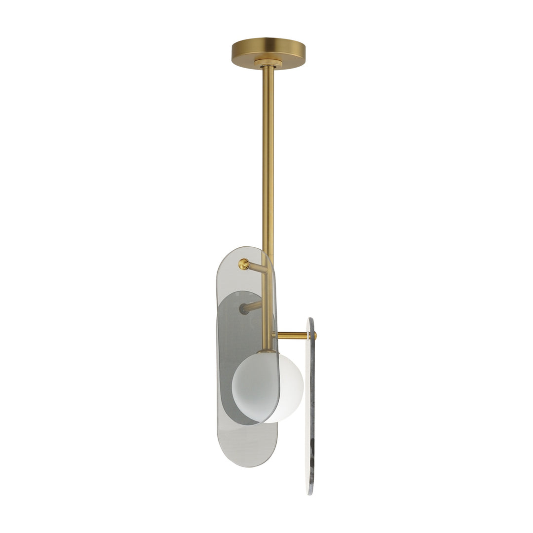 Megalith - Glass Megalith Stem Hung Pendant by Studio M Lighting in Natural Aged Brass