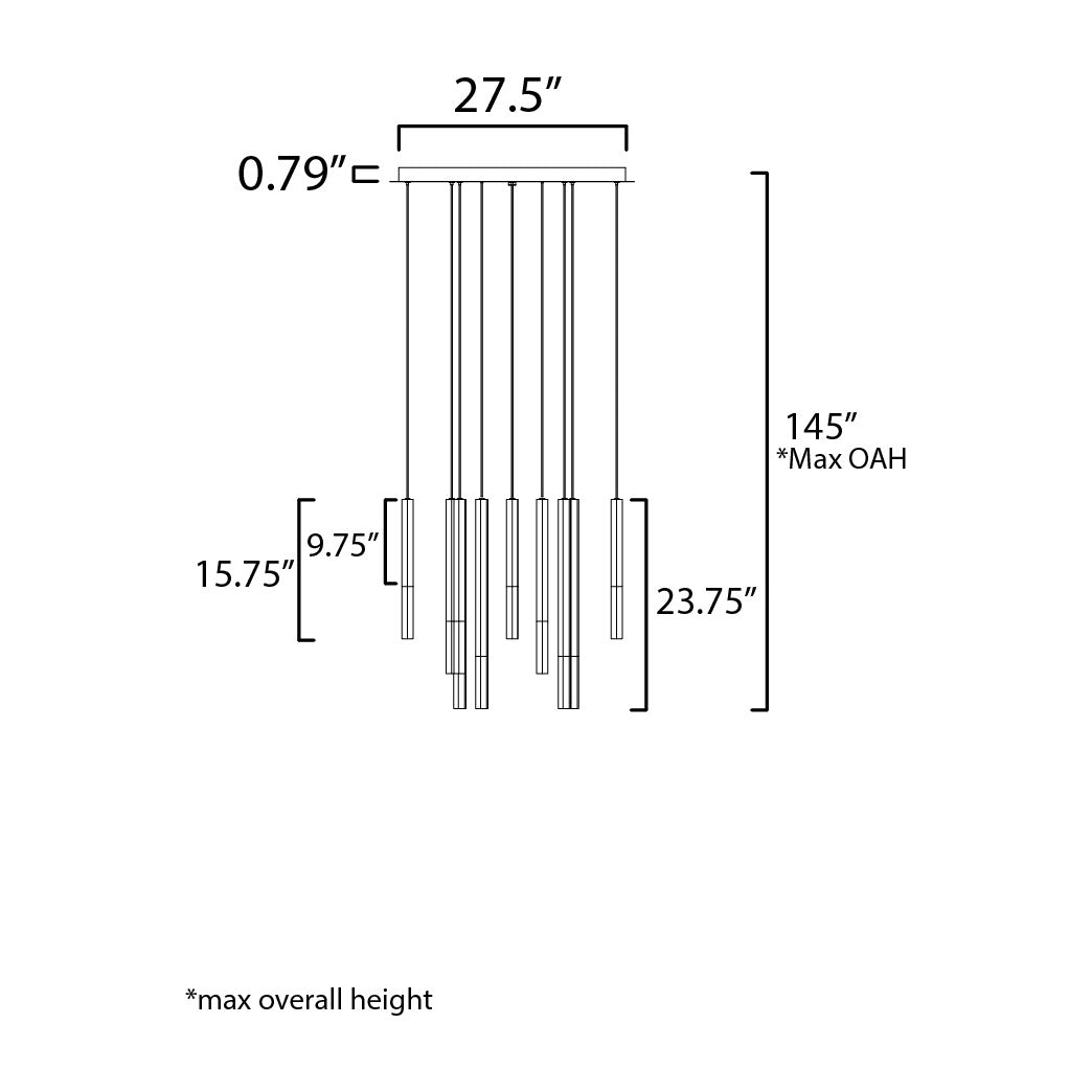 Diaphane 12-Light LED Pendant by Studio M Lighting – line drawing
