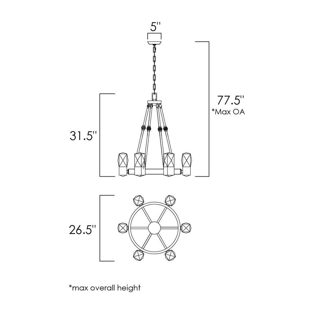 Empire 6-Light LED Chandelier by Studio M Lighting – line drawing