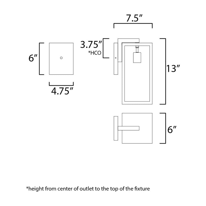 Catalina 1-Light Small Outdoor Wall Sconce by Studio M Lighting – line drawing