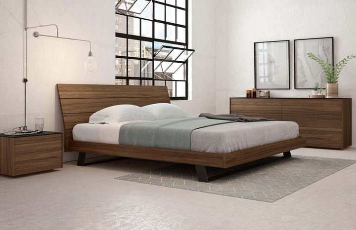 Bella Bed — lifestyle bedroom, walnut