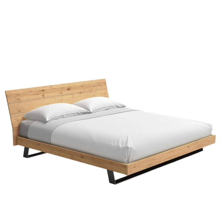 Bella Bed — studio angle, rustic oak