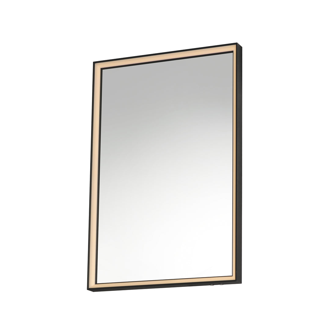 Bevel 24" x 30" LED Mirror by ET2 Lighting in Brushed Black, front view