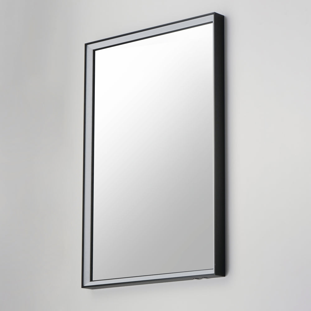 Bevel 24" x 30" LED Mirror by ET2 Lighting, styled view 1
