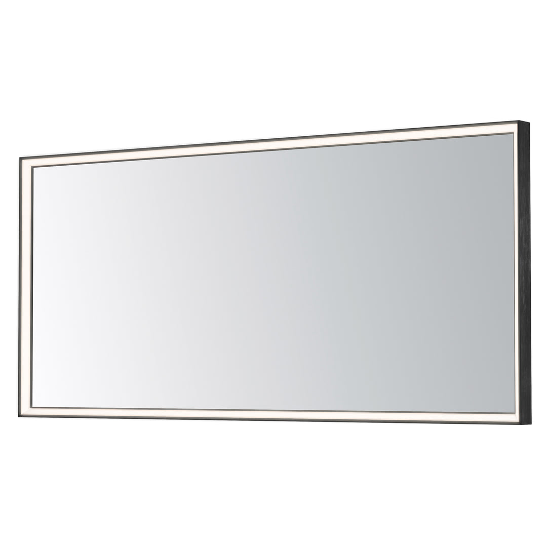 Bevel 60" x 28" LED Mirror by ET2 Lighting in Brushed Black, front view