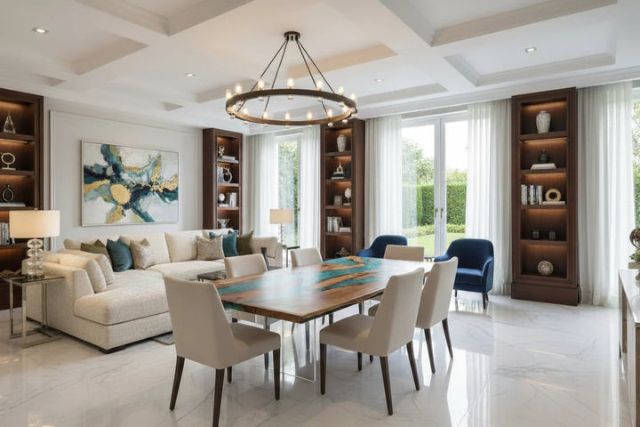 Olive Wood Turquoise River Dining Table by Thomas Dawn