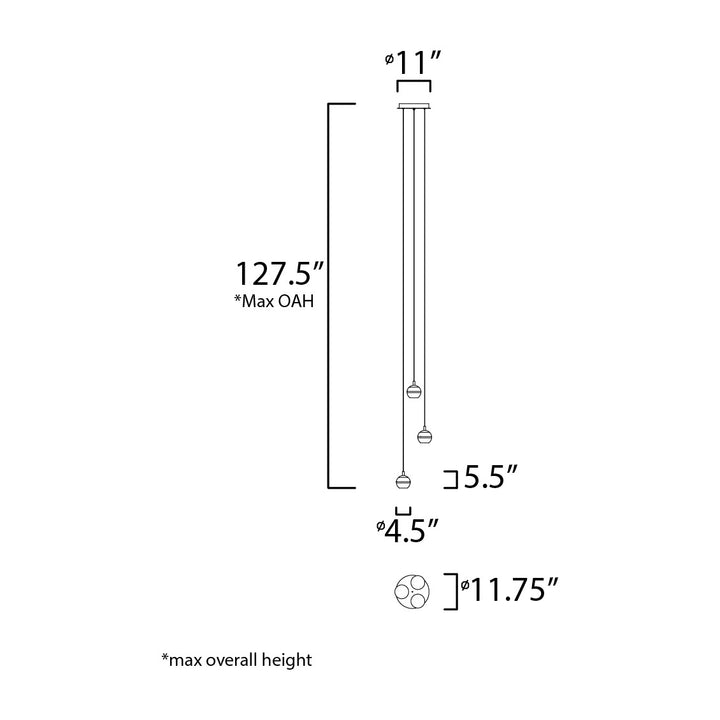 Swank 3-Light Pendant by Studio M Lighting – line drawing
