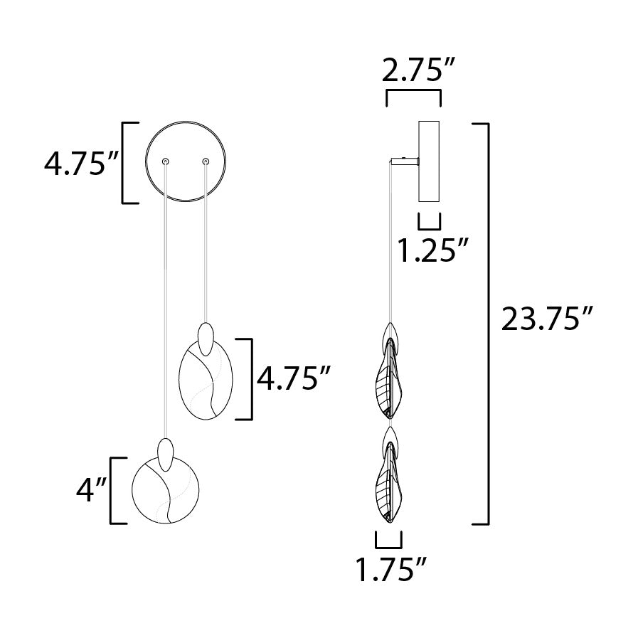 Pebble 2-Light Wall Sconce by Studio M Lighting – line drawing