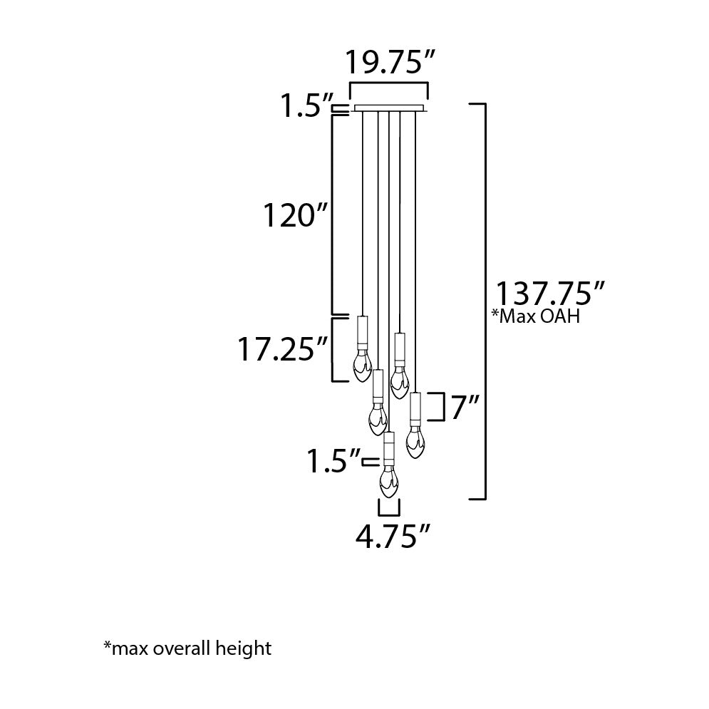 Burgeon 5-Light LED Pendant by Studio M Lighting – line drawing