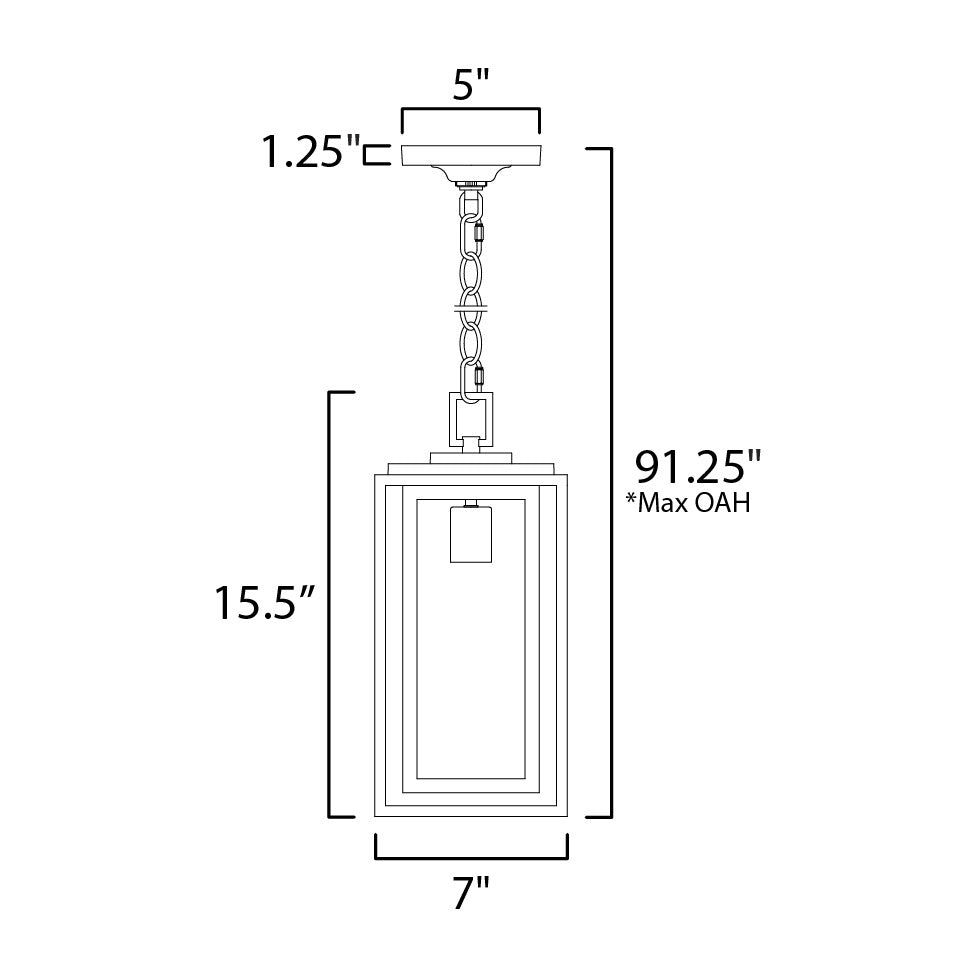 Cabana 1-Light Outdoor Hanging Pendant by Studio M Lighting – line drawing