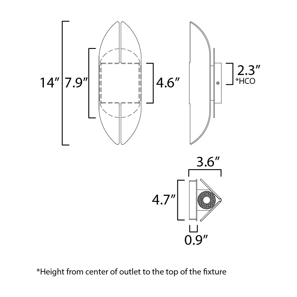 Tectonic 14 Outdoor LED Sconce by Studio M Lighting – line drawing