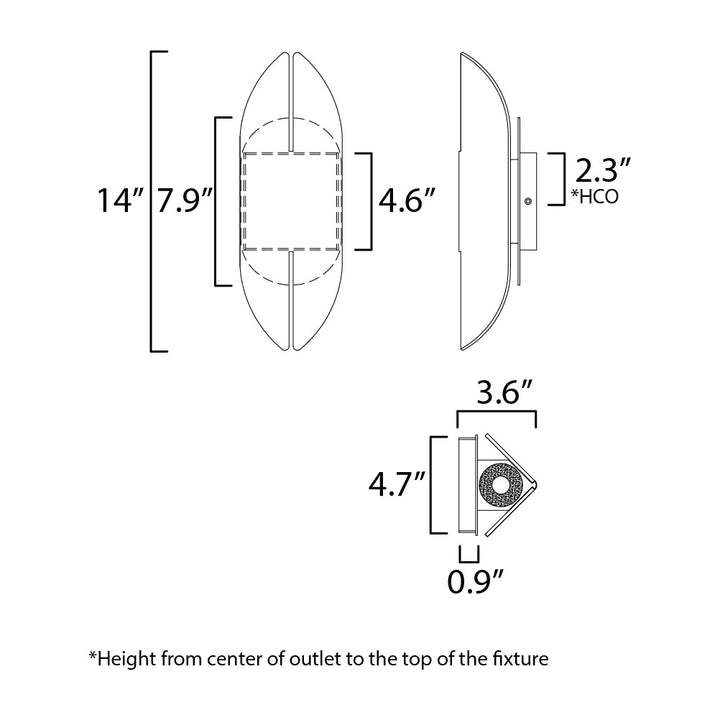 Tectonic 14 Outdoor LED Sconce by Studio M Lighting – line drawing