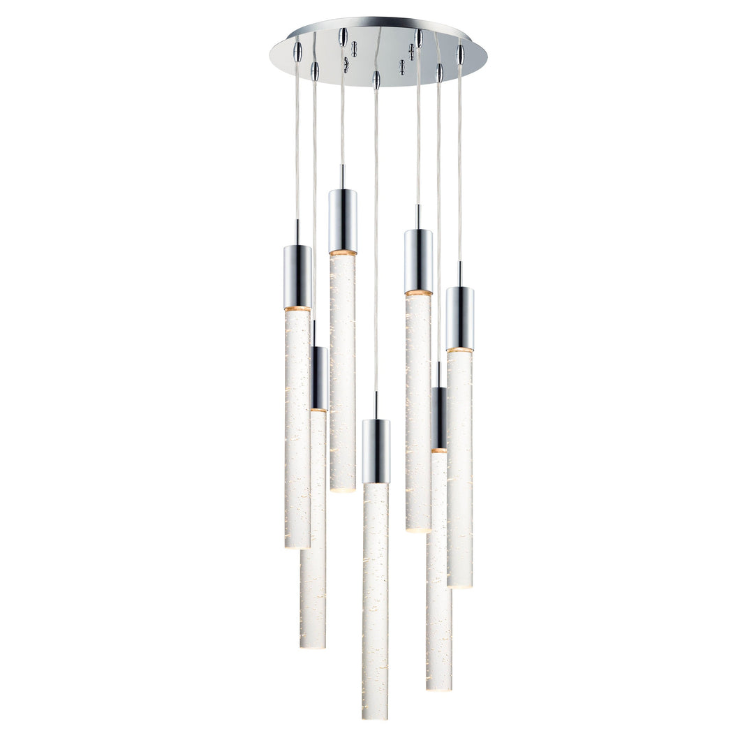 Big Fizz 7-Light LED Pendant by ET2 Lighting in Polished Chrome, front view