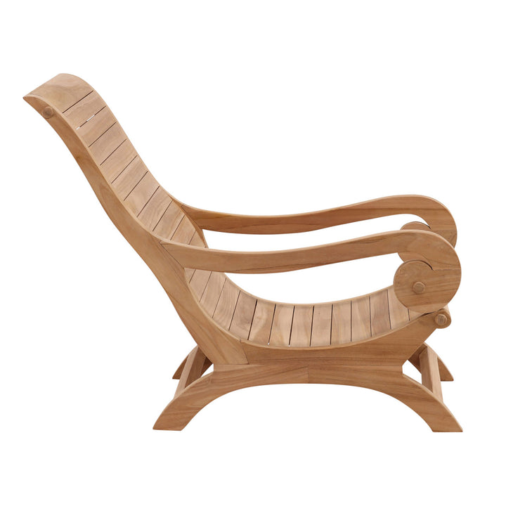 Tomren Teak Outdoor Lounge Chair, profile view