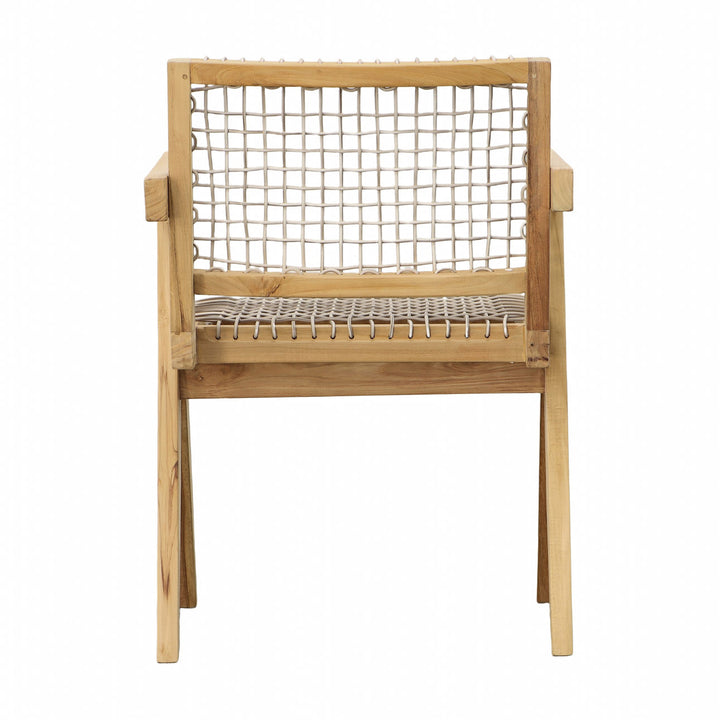 Ursa Rattan and Teak Outdoor Dining Chair, back view