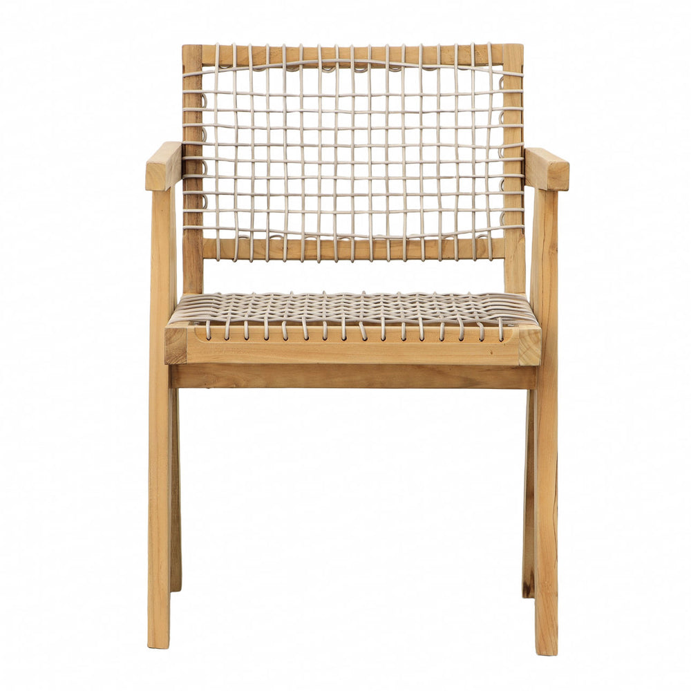 Ursa Rattan and Teak Outdoor Dining Chair, front view