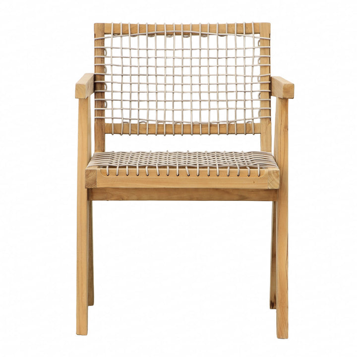 Ursa Rattan and Teak Outdoor Dining Chair, front view
