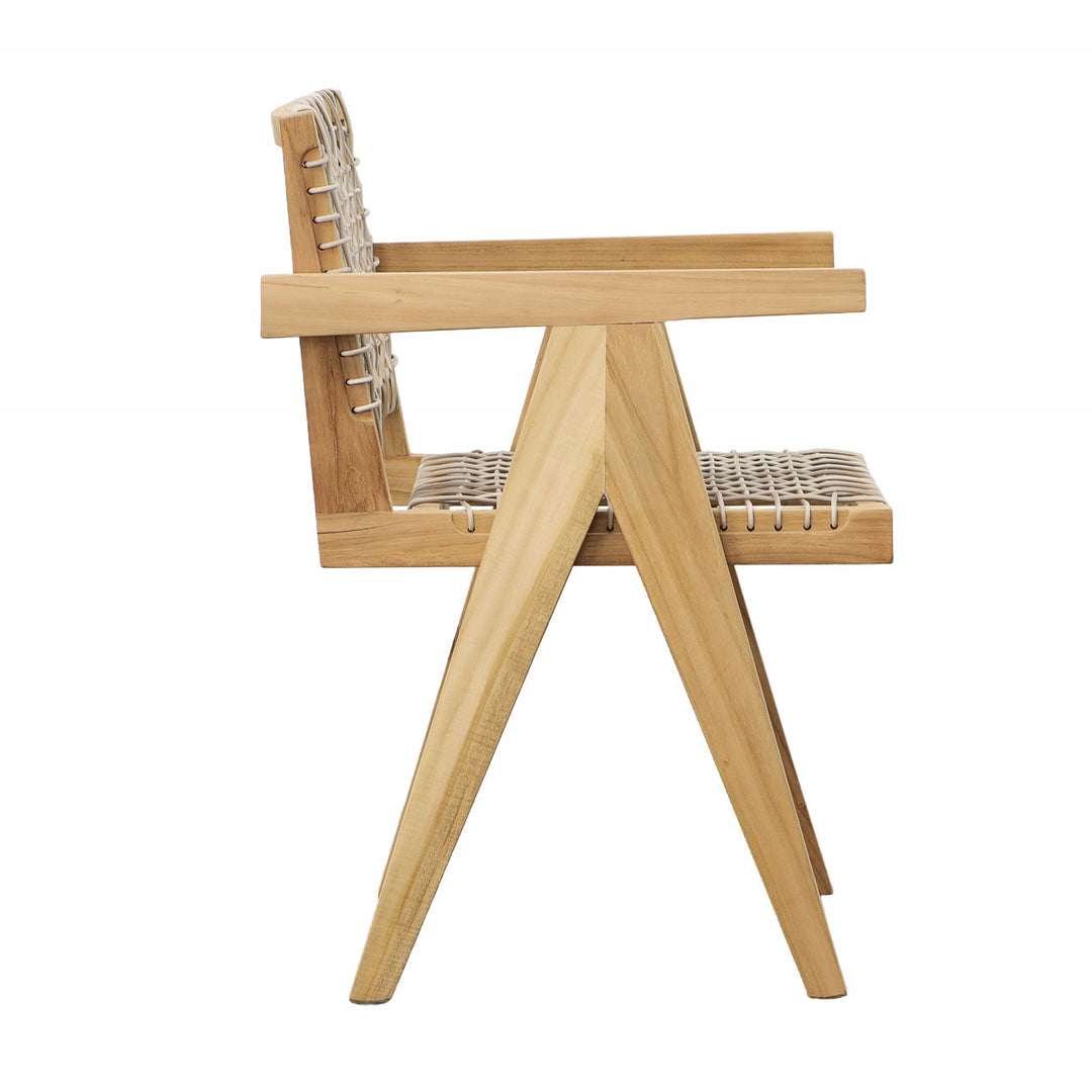 Ursa Rattan and Teak Outdoor Dining Chair, profile view