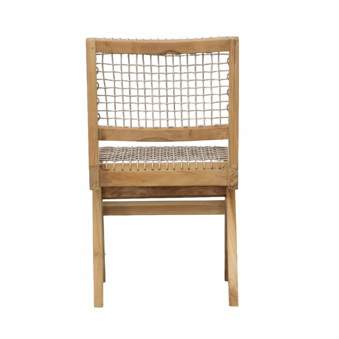 Margot Rattan and Teak Outdoor Dining Chair, back view