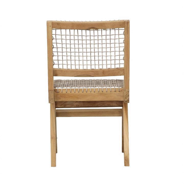 Margot Rattan and Teak Outdoor Dining Chair, back view