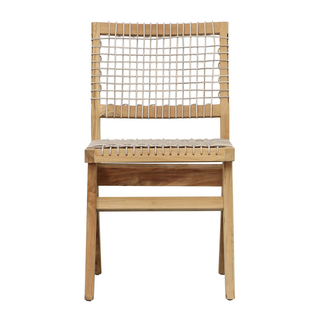 Margot Rattan and Teak Outdoor Dining Chair, front view
