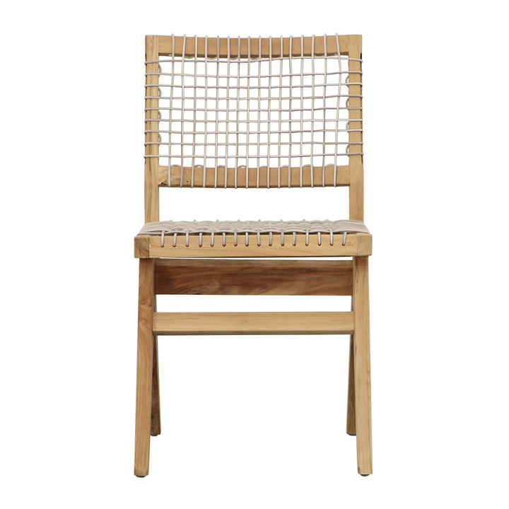 Margot Rattan and Teak Outdoor Dining Chair, front view
