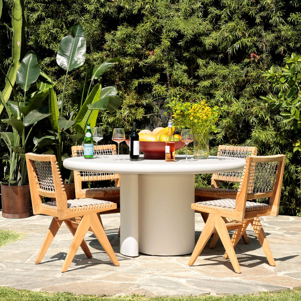Margot Rattan and Teak Outdoor Dining Chair, lifestyle view