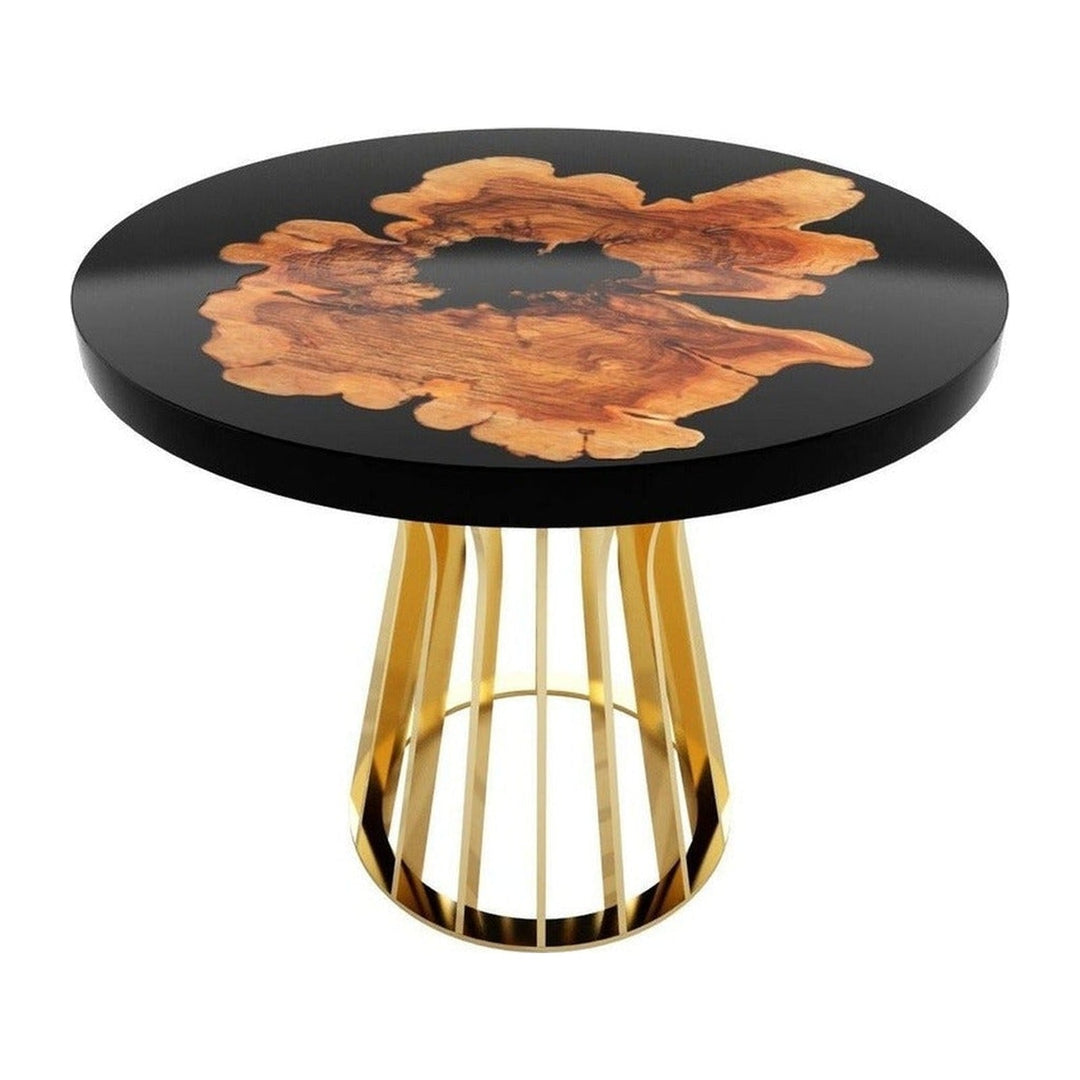 Black Amiata Olive Wood Round Dining Table Arditi Collection