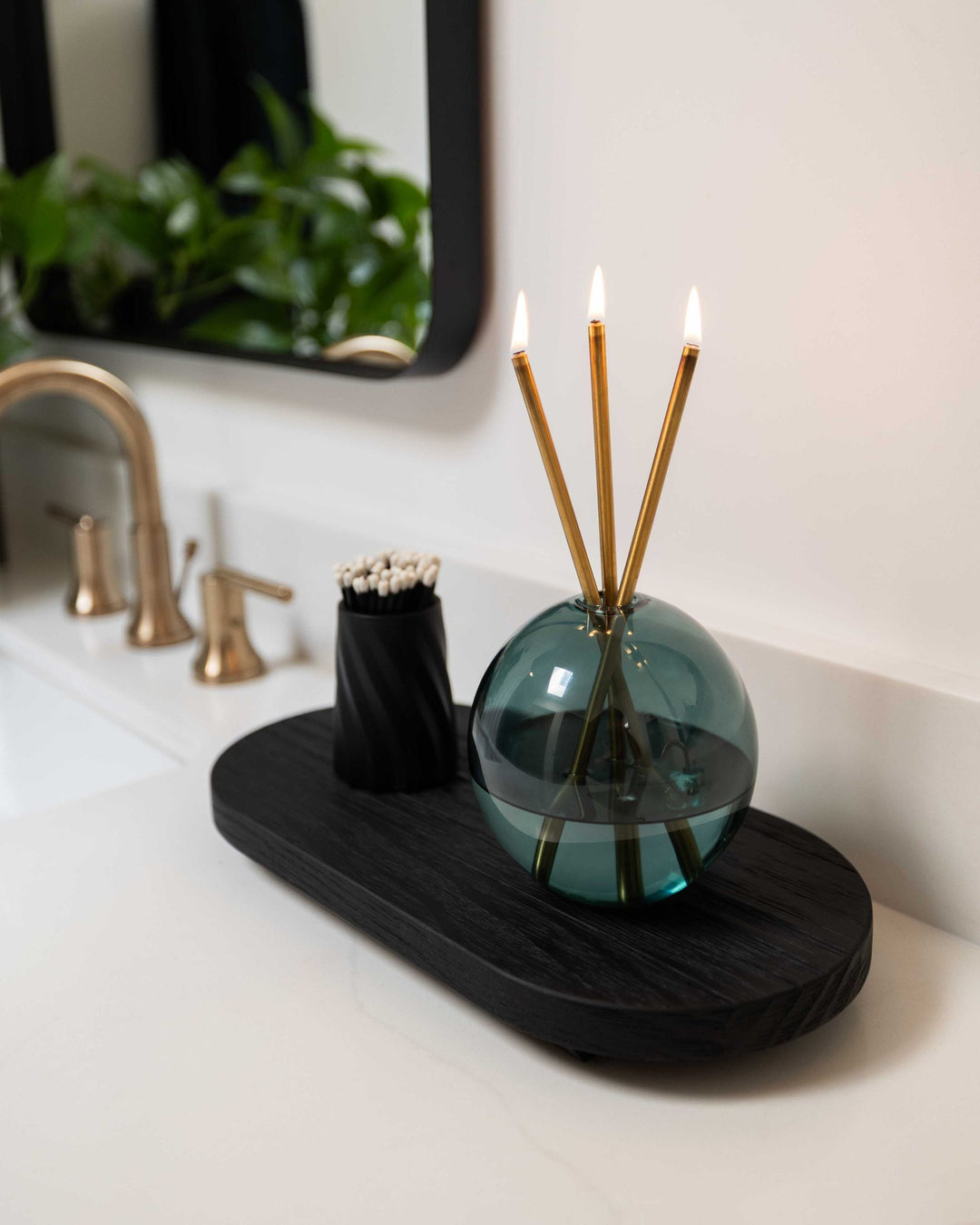 Black Burnt Wood Tray vanity