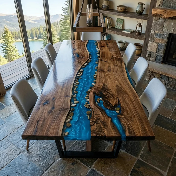 Alpine Black Walnut River Dining Table by Thomas Dawn