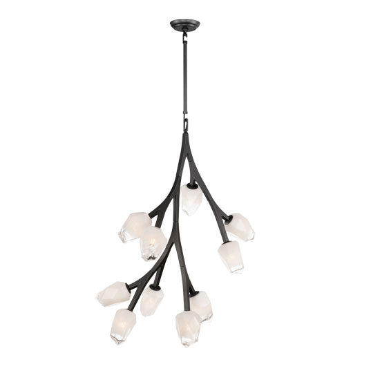 Blossom 10-Light Vertical LED Pendant by ET2 Lighting in Black, front view