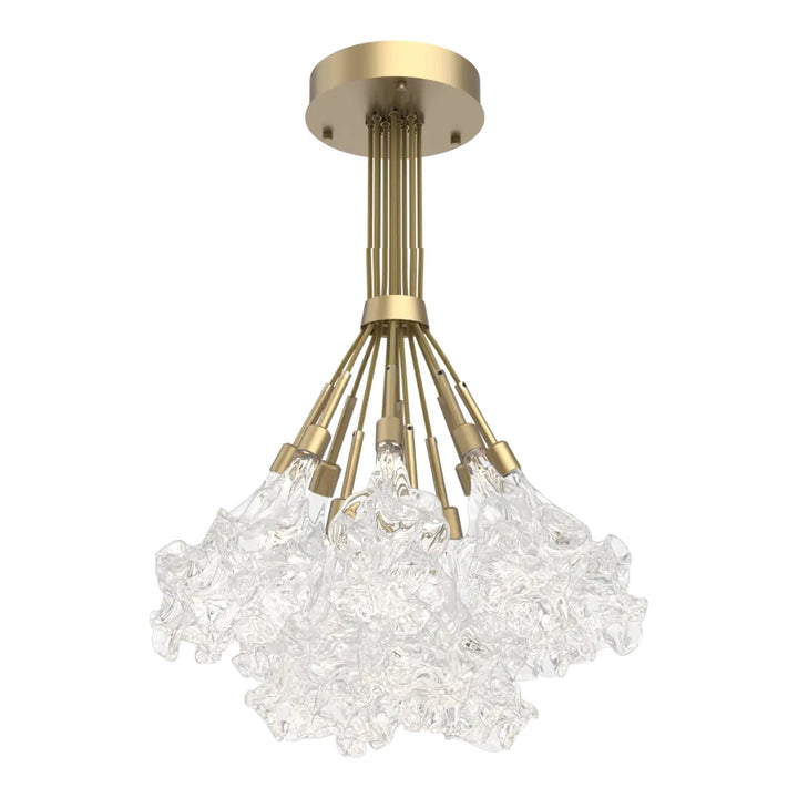 Blossom Cluster Bloom by Hammerton Studio in Gilded Brass with Clear Blossom glass (12 Lights)