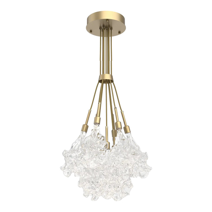 Blossom Cluster Bloom by Hammerton Studio in Gilded Brass with Clear Blossom glass (9 Lights)