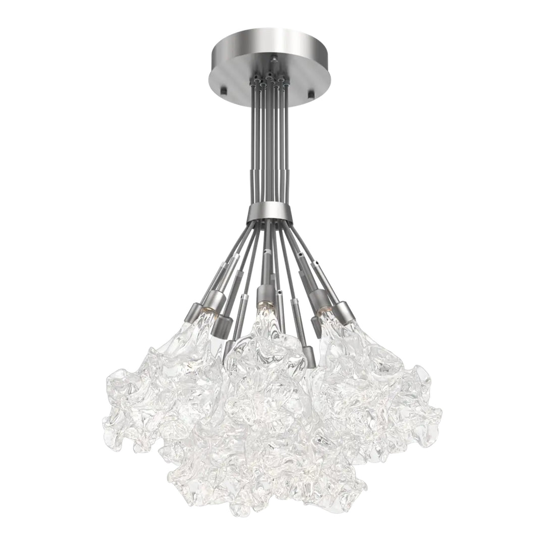 Blossom Cluster Bloom by Hammerton Studio in Satin Nickel with Clear Blossom glass (12 Lights)