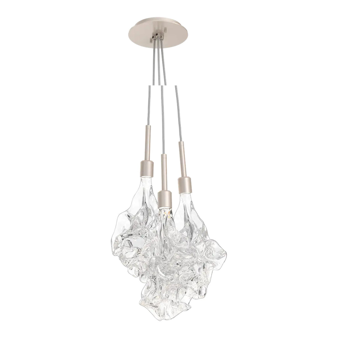 Blossom Cluster Pendant by Hammerton Studio in Beige Silver with Clear Blossom glass (3 Lights)