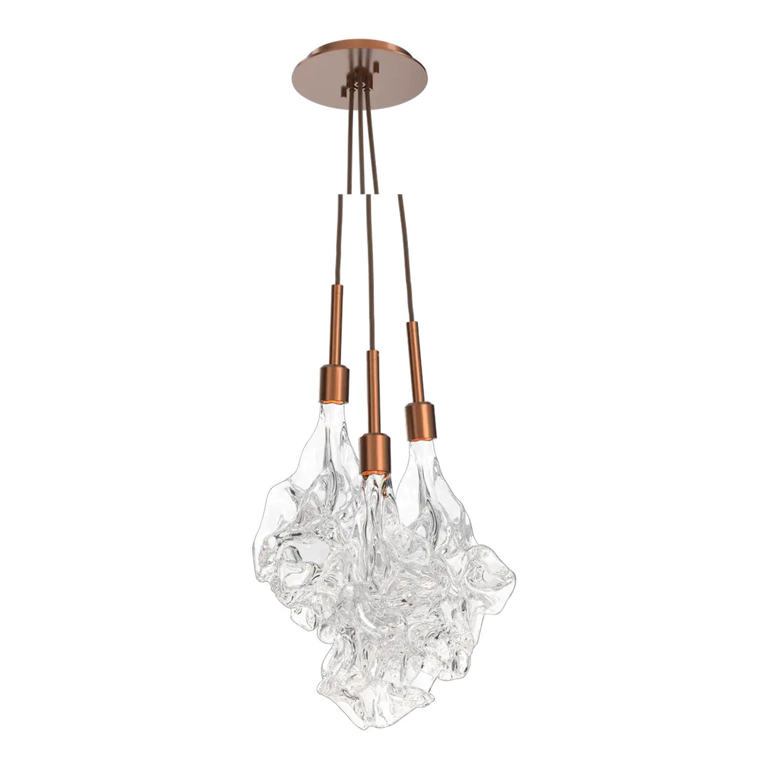 Blossom Cluster Pendant by Hammerton Studio in Burnished Bronze with Clear Blossom glass (3 Lights)