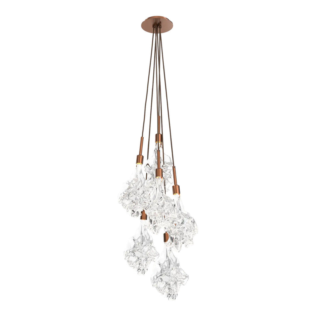 Blossom Cluster Pendant by Hammerton Studio in Burnished Bronze with Clear Blossom glass (6 Lights)